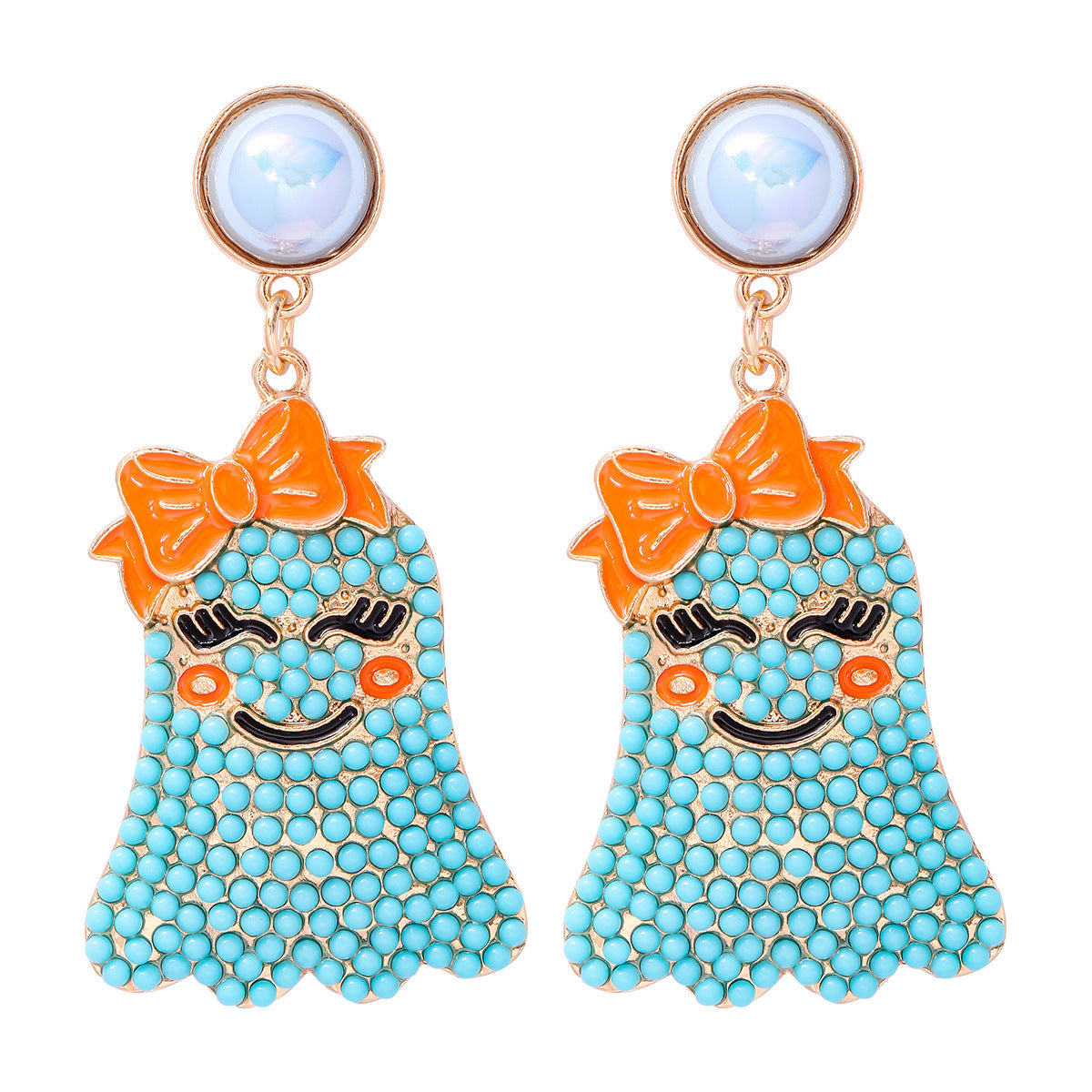 Little Ghost Pearl Personalized Earrings Halloween Ghost Festival-Jewearrings