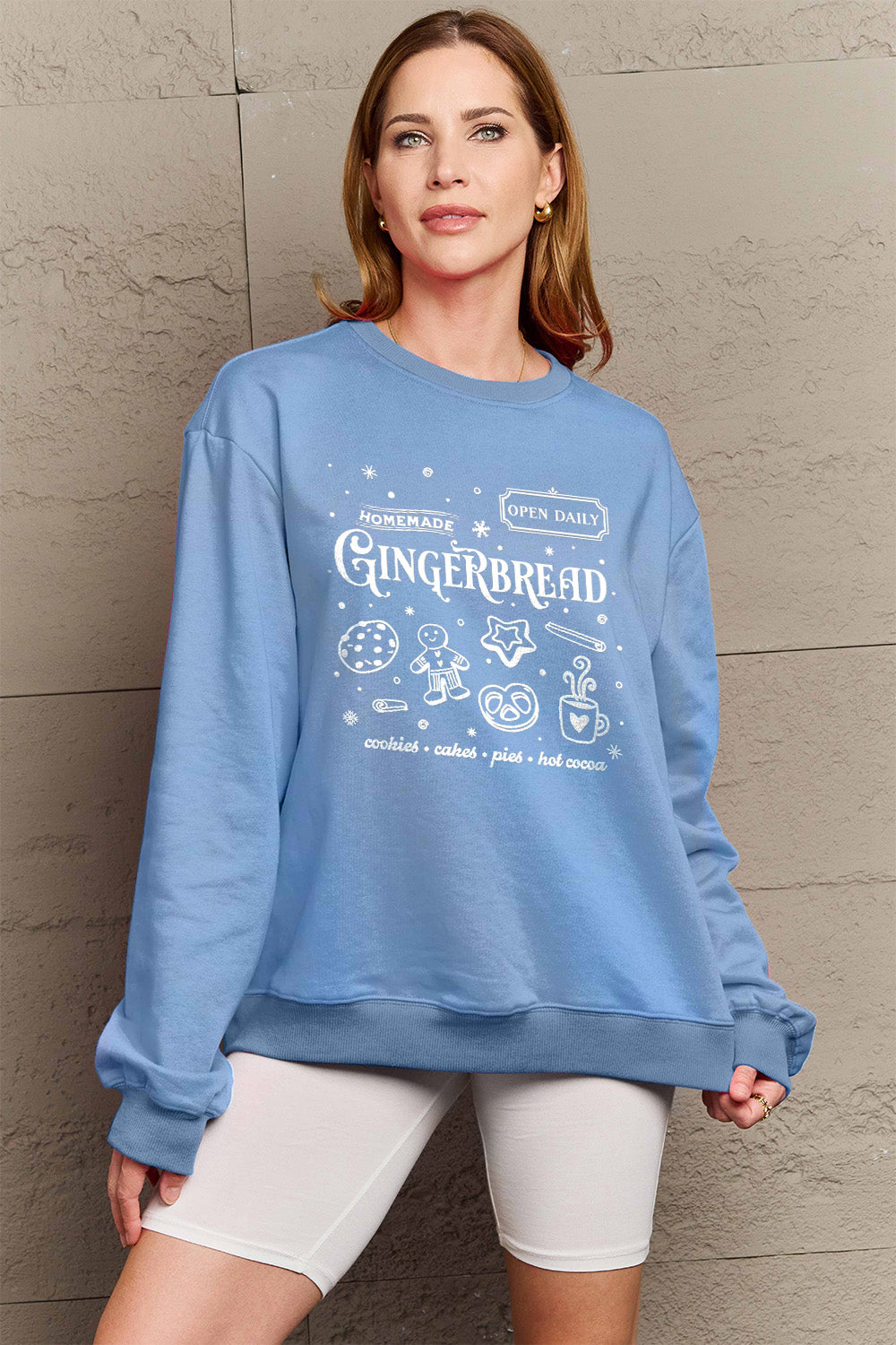 Simply Love Full Size GINGERBREAD Long Sleeve Sweatshirt-Jewearrings