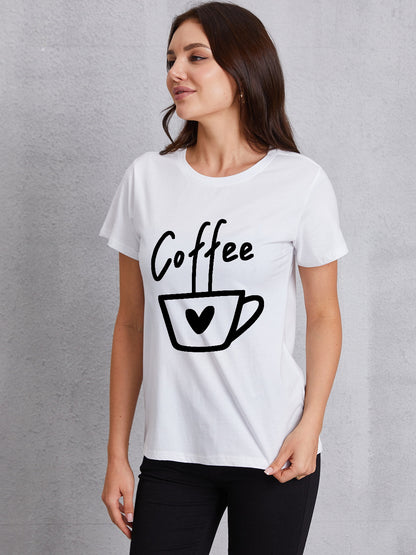 COFFEE Round Neck Short Sleeve T-Shirt-Jewearrings