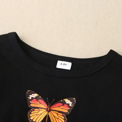 Round Neck Butterfly Graphic Long Sleeve T-Shirt-Jewearrings