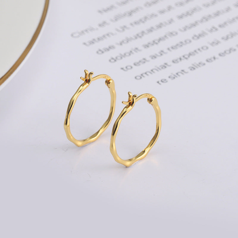 S925 Sterling Silver INS Simple Niche Irregular Convex Earrings-Jewearrings