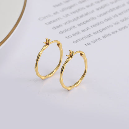 S925 Sterling Silver INS Simple Niche Irregular Convex Earrings-Jewearrings