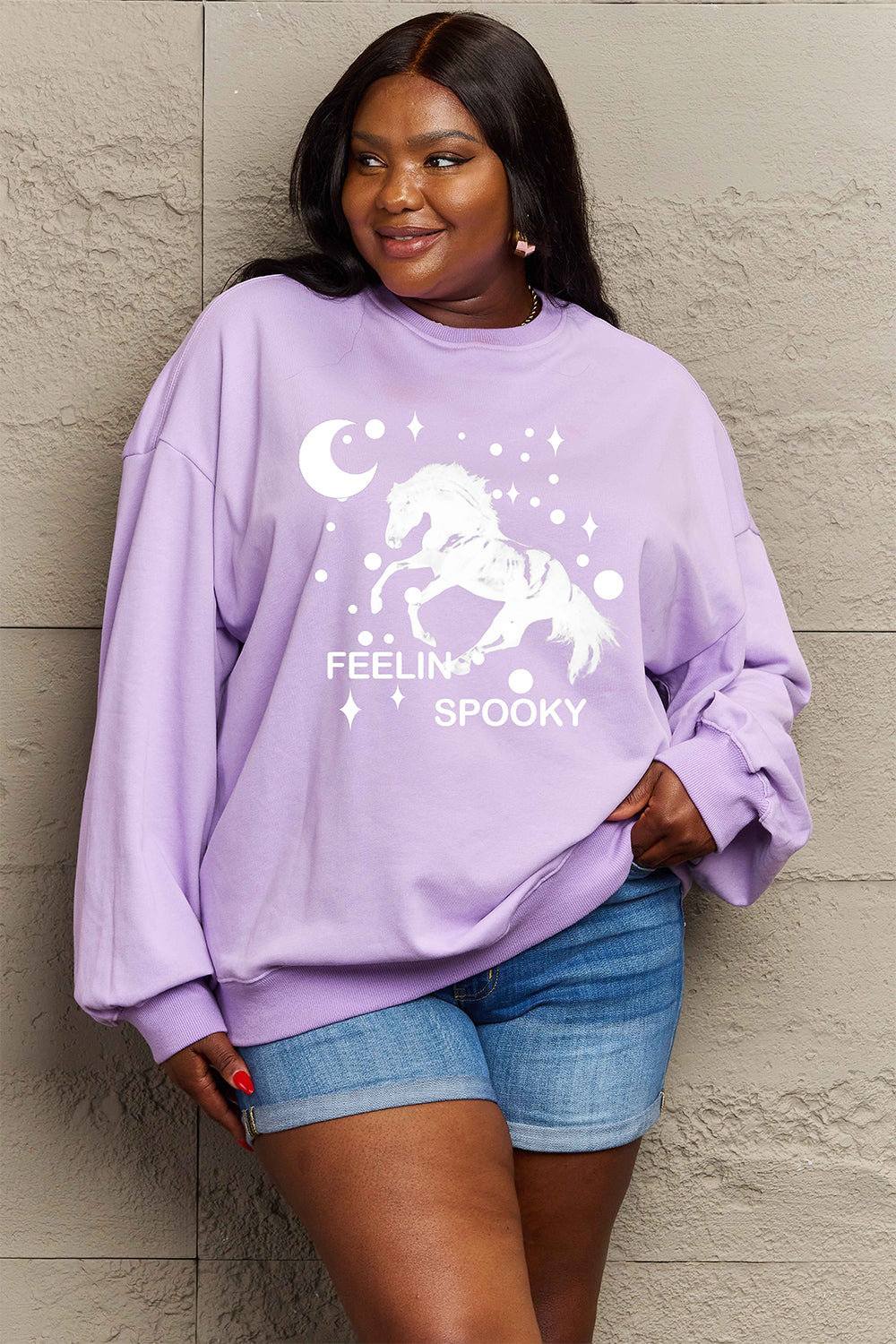 Simply Love Full Size Graphic Drop Shoulder Sweatshirt-Jewearrings