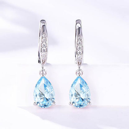 Women's Droplet Sterling Silver Platinum Plated Earrings-Jewearrings