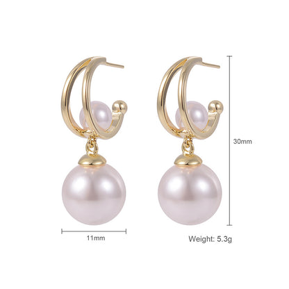 Simple Design Pearl Fashion Pendant Earrings-Jewearrings