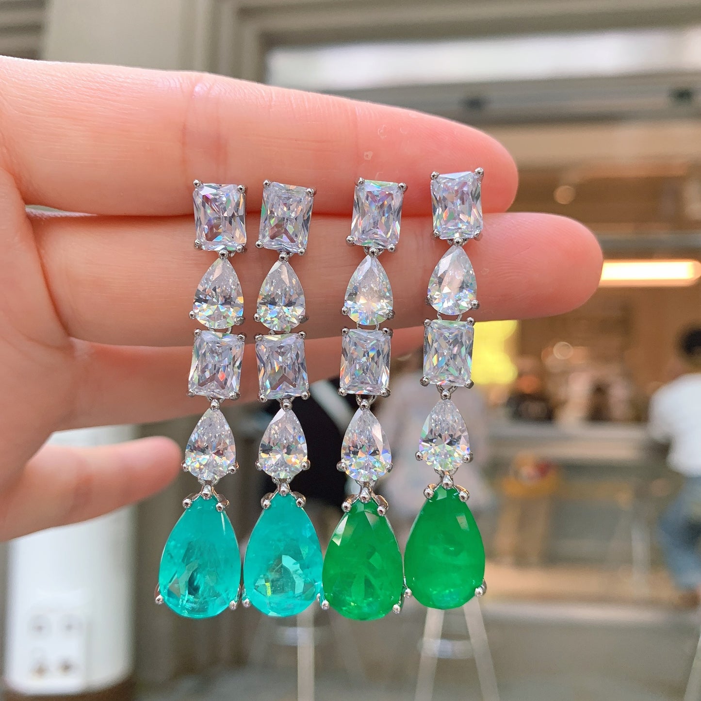 Fashion Retro Color Treasure Emerald Earrings-Jewearrings