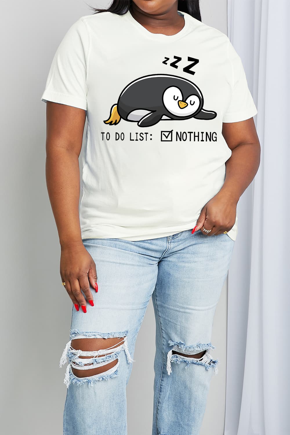 Simply Love Full Size TO DO LIST NOTHING Graphic Cotton Tee-Jewearrings