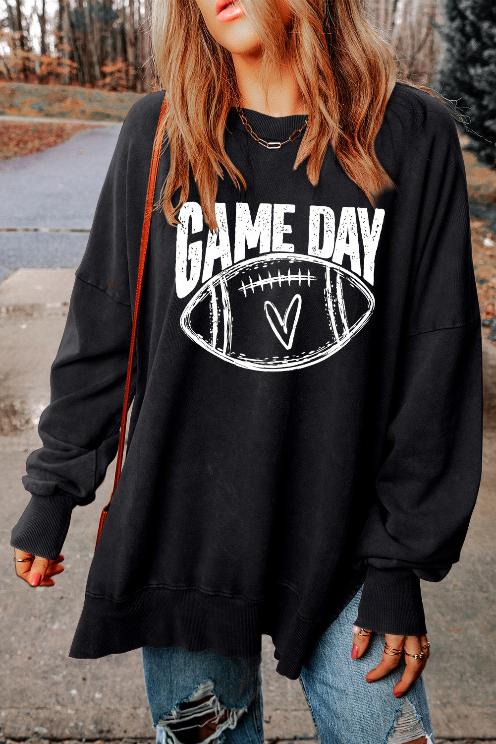 GAME DAY Graphic Slit Sweatshirt-Jewearrings