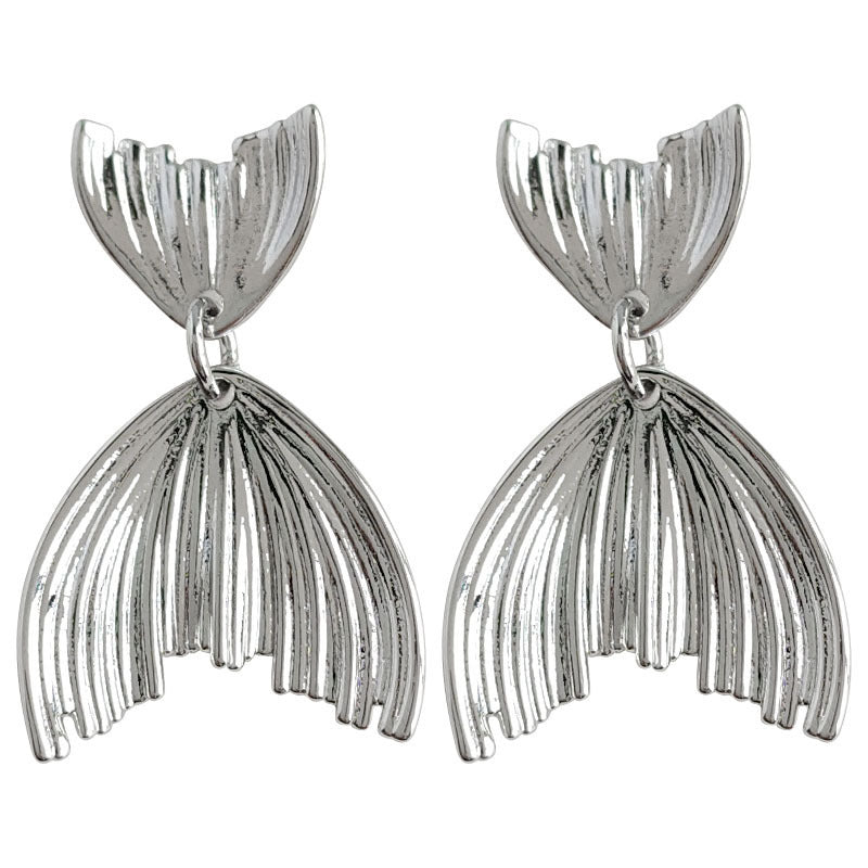 Women's Fashion Silver Needle Fishtail Modelling Earrings-Jewearrings