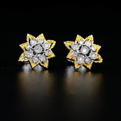 Vintage Sparkling Zircon Earrings S925 Silver Gold-plated-Jewearrings