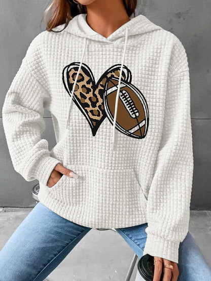 Heart & Football Graphic Hoodie-Jewearrings