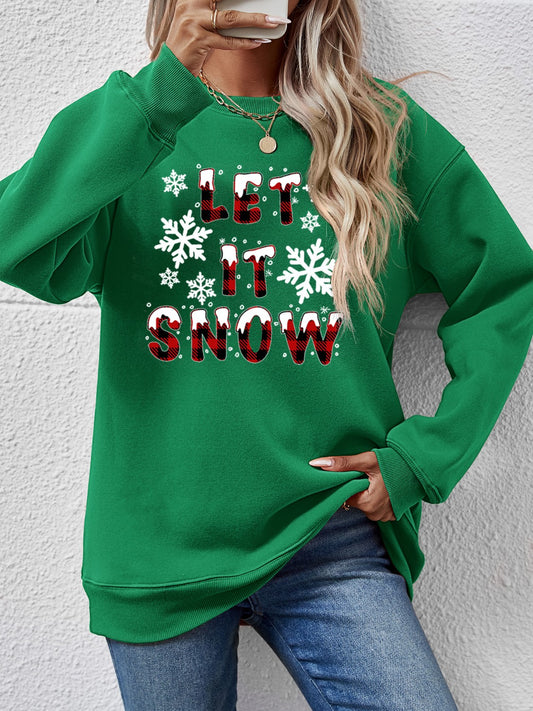 LET IT SNOW Round Neck Long Sleeve Sweatshirt-Jewearrings