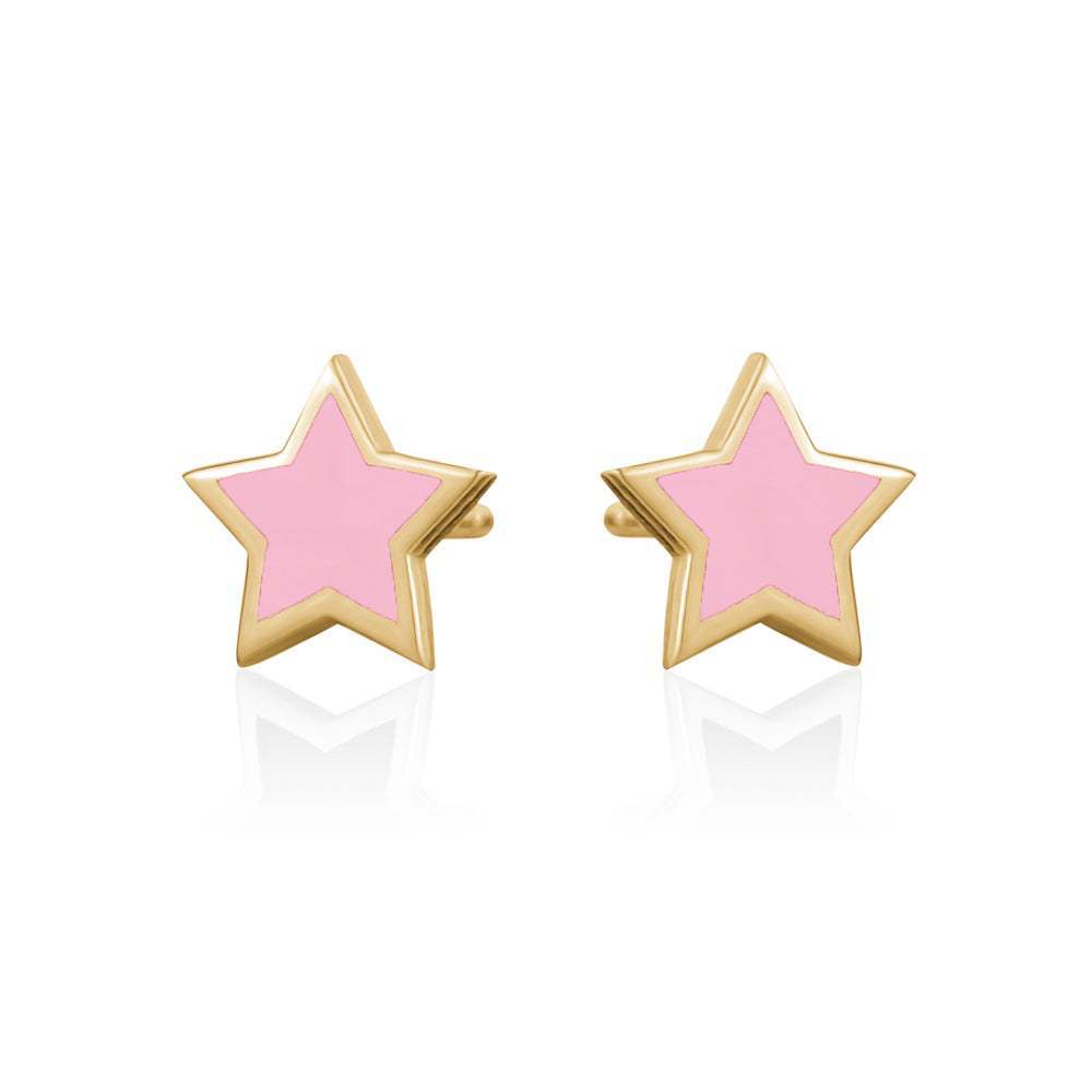 Sterling Silver Needle Multicolor Epoxy Star Stud Earrings Ins Simple And Compact-Jewearrings