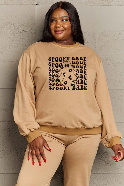 Simply Love Full Size SPOOKY BABE Graphic Sweatshirt-Jewearrings