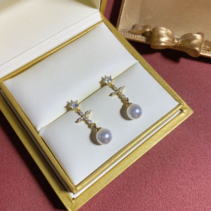 Micro-set Zircon Pearl Earrings Exquisite-Jewearrings