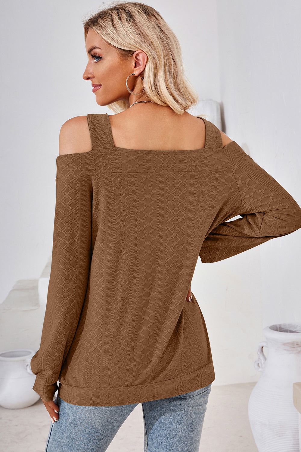 Cutout Square Neck Cold Shoulder T-Shirt-Jewearrings