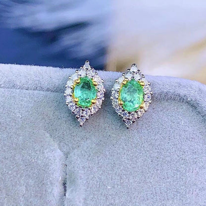 Natural Emerald S925 Silver Female Earrings-Jewearrings