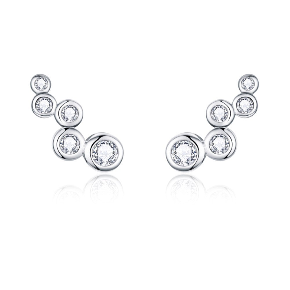 Women's Sterling Silver Fashion Pearl Personalized Earrings With Diamonds-Jewearrings