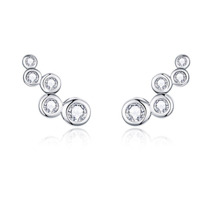 Women's Sterling Silver Fashion Pearl Personalized Earrings With Diamonds-Jewearrings