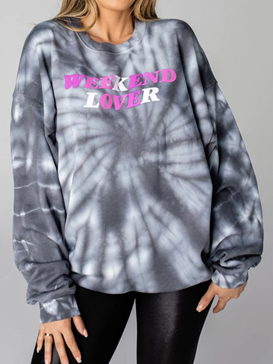 WEEKEND LOVER Graphic Tie-Dye Sweatshirt-Jewearrings