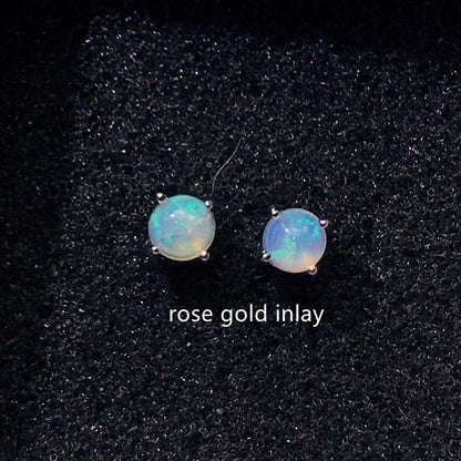 Natural Colorful Opal Stud Earrings Women S925 Sterling Silver-Jewearrings