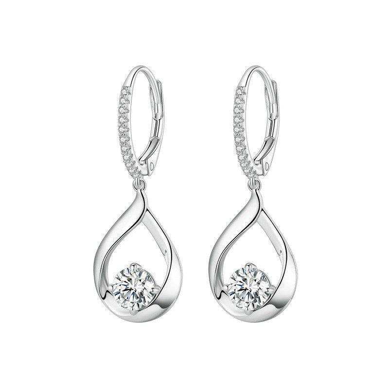 Platinum Light Luxury Water Drop Moissanite Earrings-Jewearrings