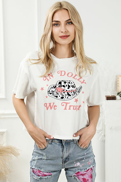 IN DOLLY WE TRUST Round Neck T-Shirt-Jewearrings