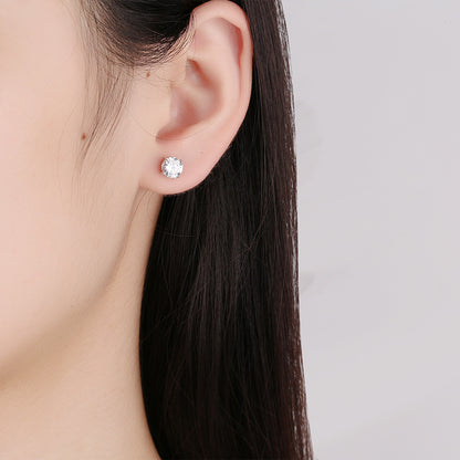 Bright Four-claw Single-drilled Stud Earrings Female Simplicity-Jewearrings