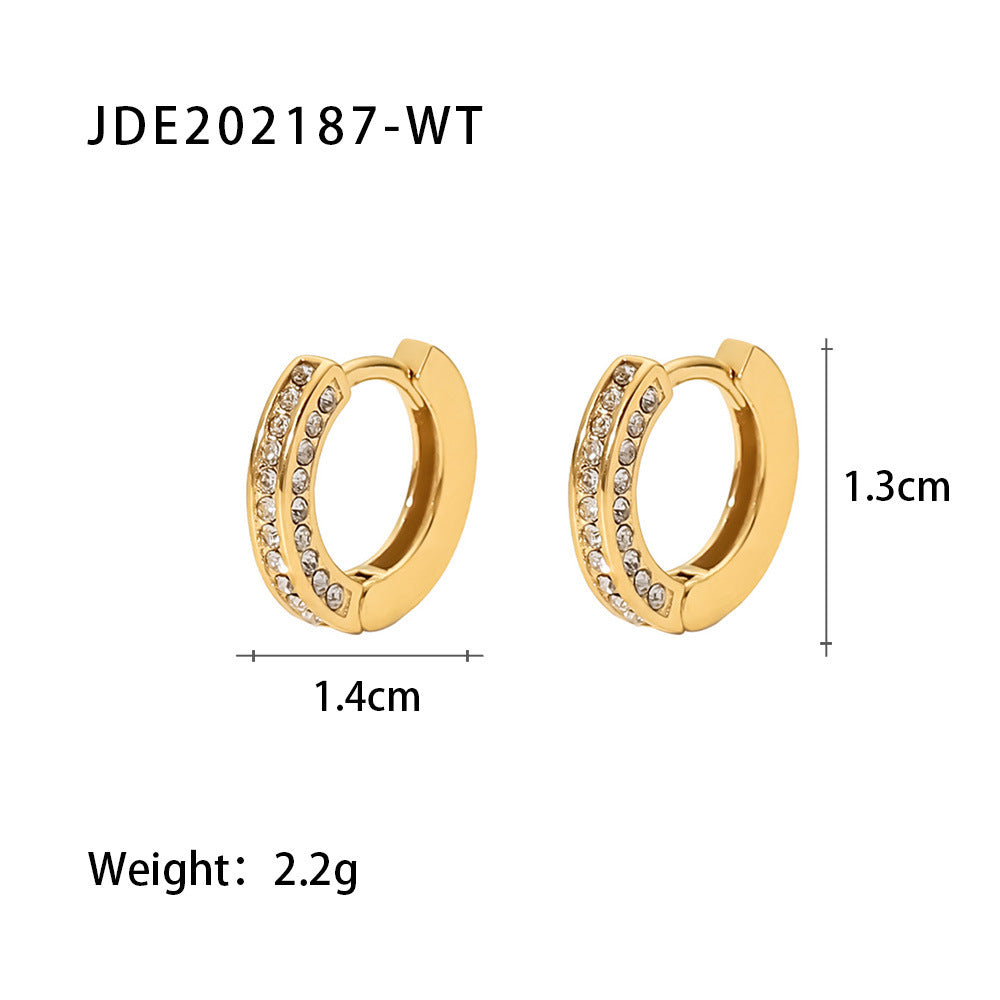 New Fashion Wild 18K Gold Plated White Square Crystal Zircon Hoop Earrings-Jewearrings