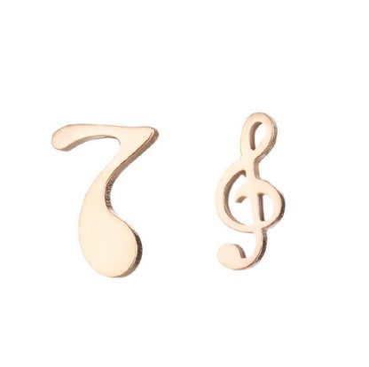 Love Ear Studs Electroplating Star Music Note Simple Geometric Stainless Steel Stud Earrings-Jewearrings