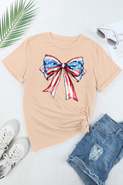 Bow Graphic Round Neck Short Sleeve T-Shirt-Jewearrings