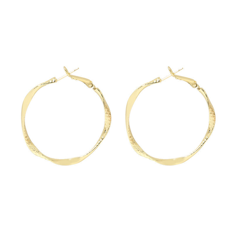 Women's Geometric Hoop Twisted Floral Earrings-Jewearrings