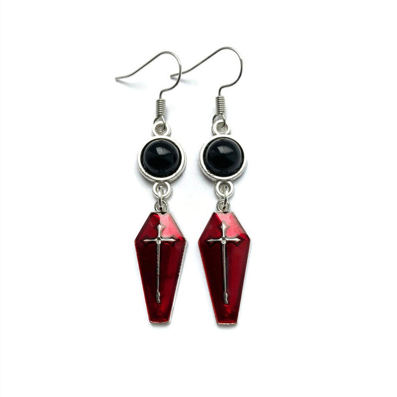 Women's Fashion Gothic Coffin Cross Earrings-Jewearrings