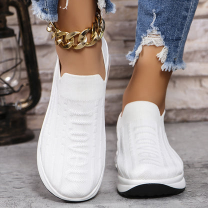 Round Toe Knit Detail Slip On-Jewearrings