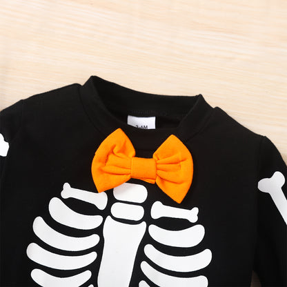 Skeleton Pattern Round Neck Sweatshirt and Bone Pattern Pants Set-Jewearrings