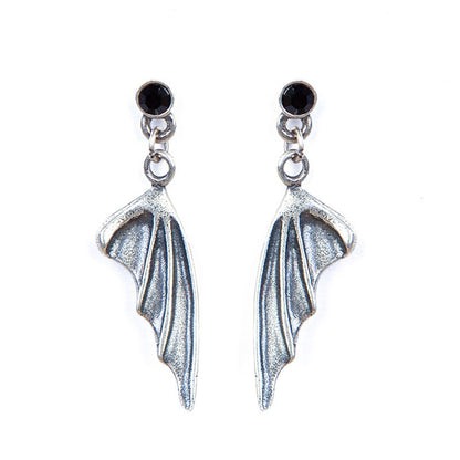 Dark Night 925 Sterling Silver Little Devil Wing Earrings-Jewearrings