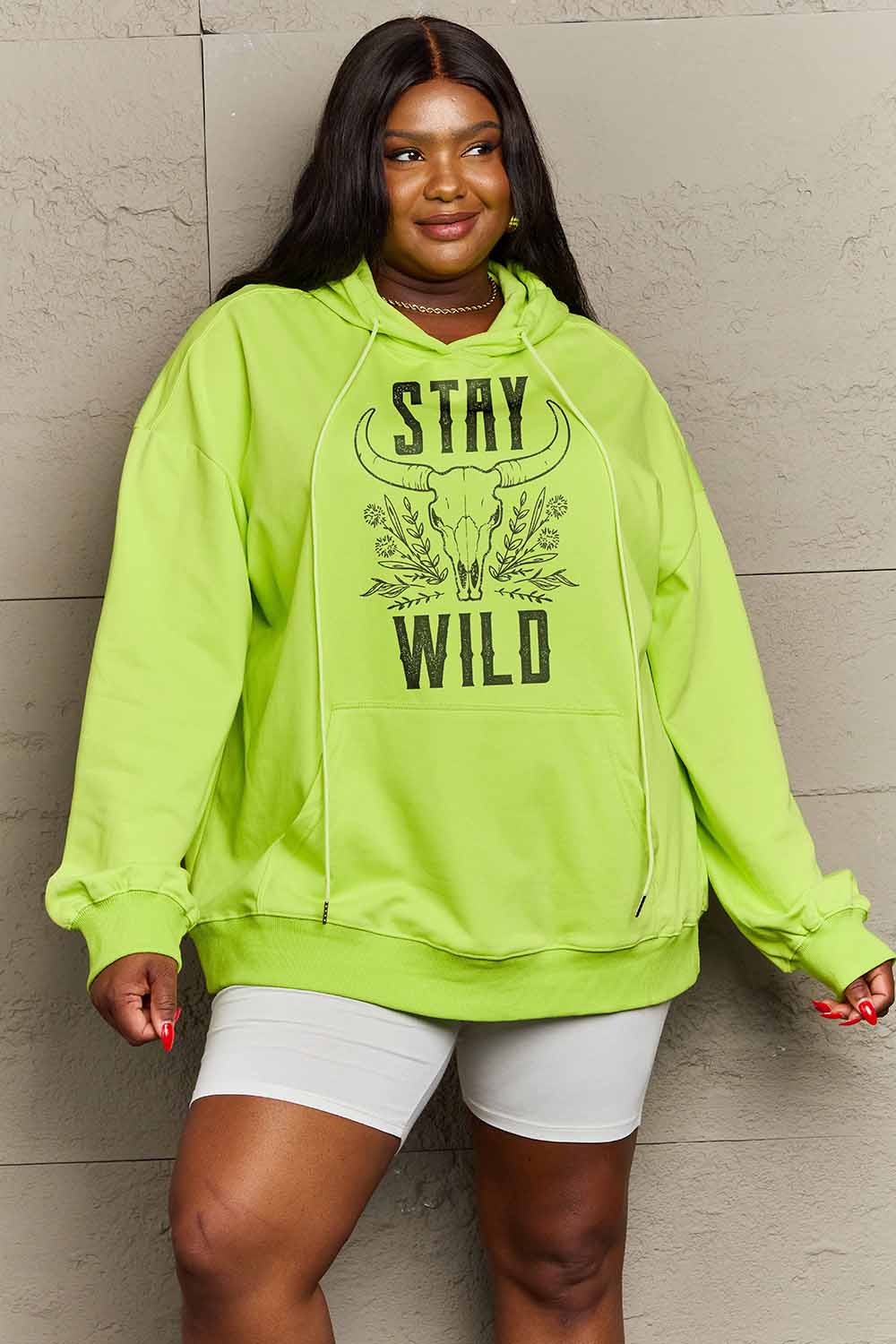 Simply Love Simply Love Full Size STAY WILD Graphic Hoodie-Jewearrings