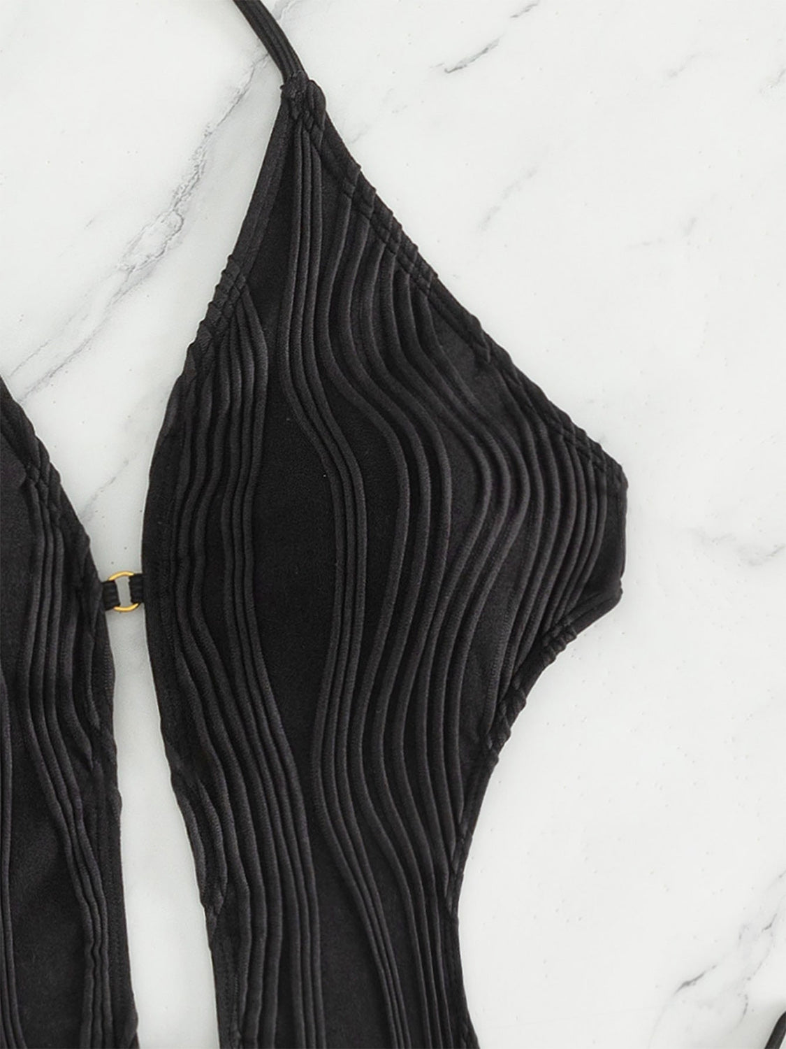 Textured Cutout Tied One-Piece Swimwear-Jewearrings