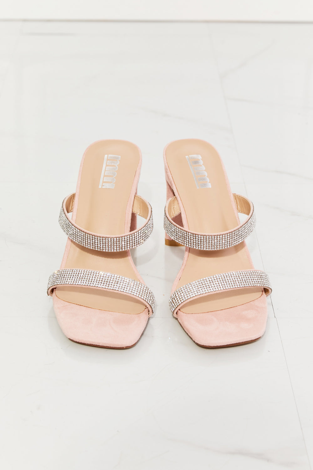 MMShoes Leave A Little Sparkle Rhinestone Block Heel Sandal in Pink-Jewearrings