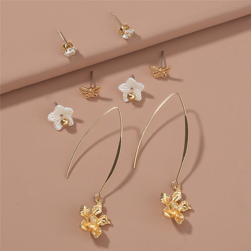 Set Combination Earrings Simple Temperament All-match Pearl Earrings-Jewearrings