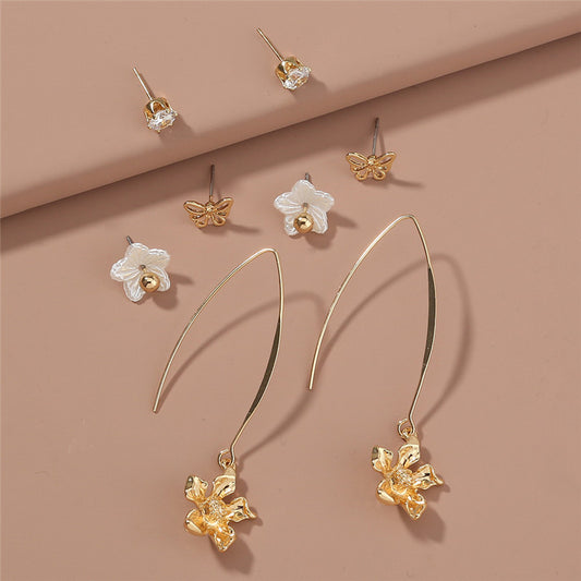 Set Combination Earrings Simple Temperament All-match Pearl Earrings-Jewearrings