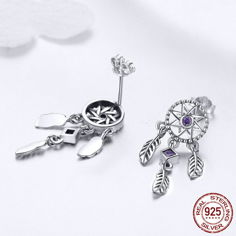 New Fashion Dream Catcher S925 Sterling Silver Stud Earrings-Jewearrings