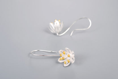 S925 Sterling Silver Thailand Craft Flower Temperament Earrings-Jewearrings