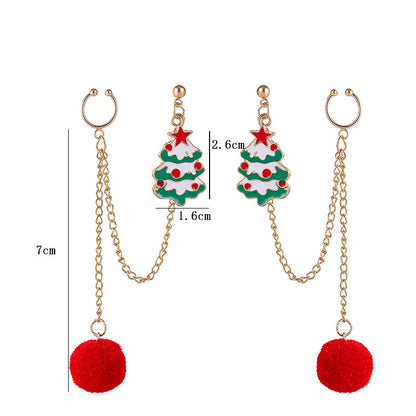 Earbone Clip Earrings Santa Claus Tree-Jewearrings