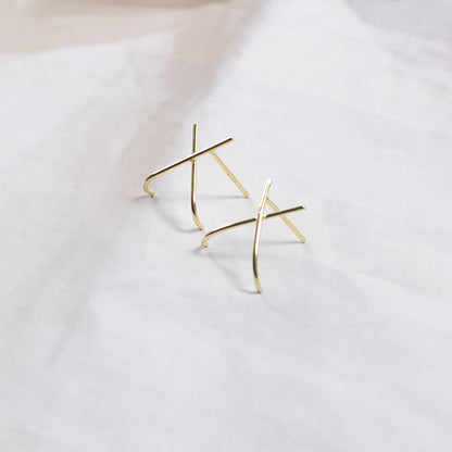 S925 Sterling Silver Simple Geometric Line X Stud Earrings-Jewearrings