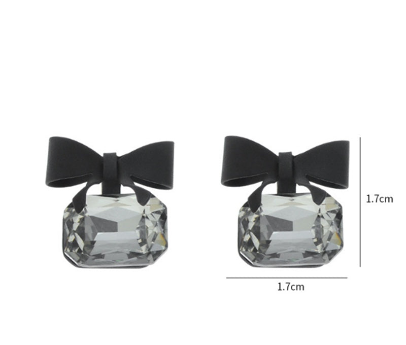 Simple And Cool Black Bow Earrings Temperament-Jewearrings