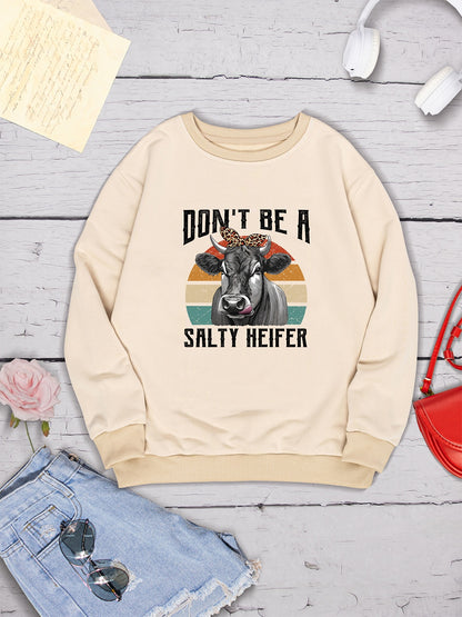 DON'T BE A SALTY HEIFER Round Neck Sweatshirt-Jewearrings