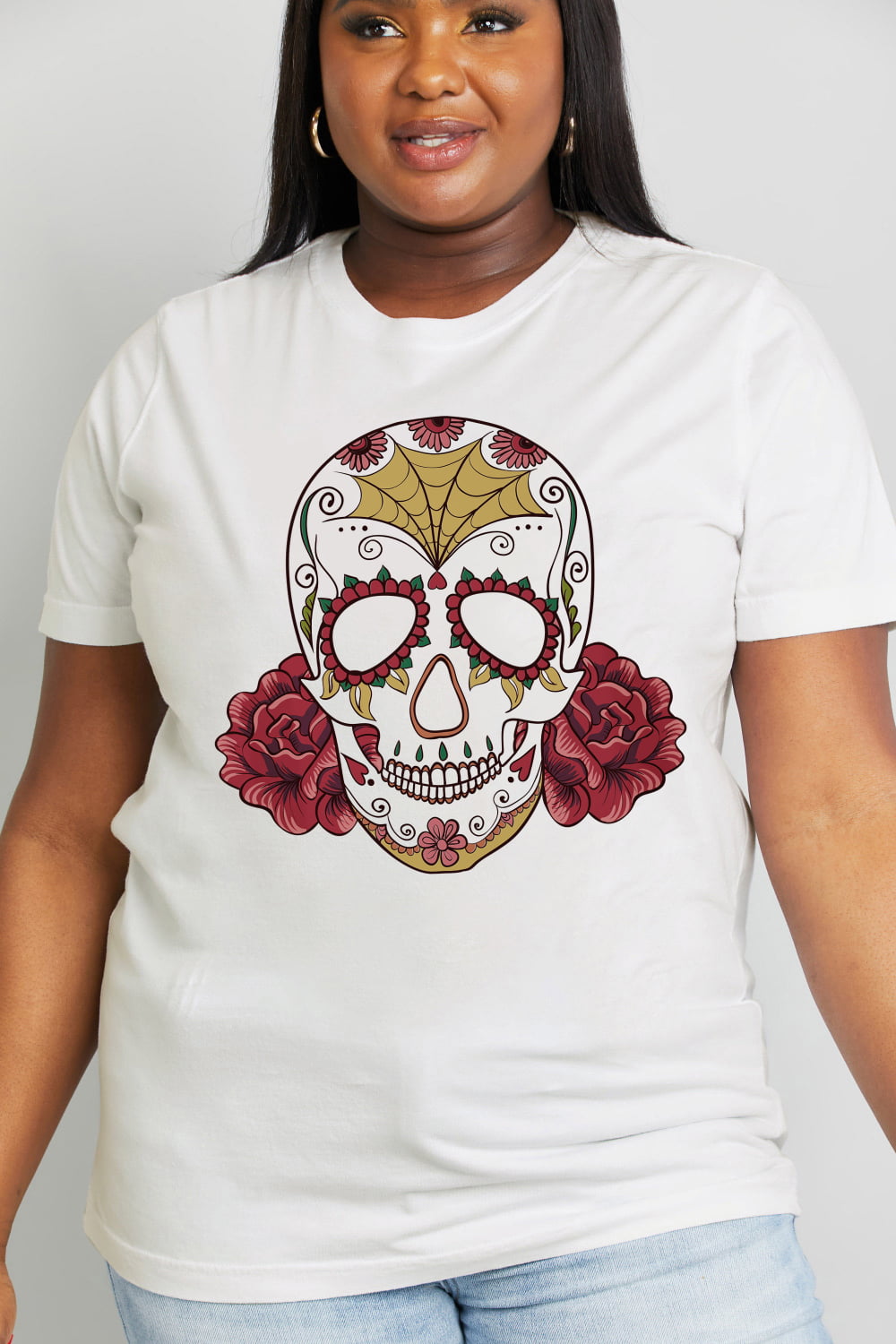 Simply Love Full Size Skull Graphic Cotton Tee-Jewearrings