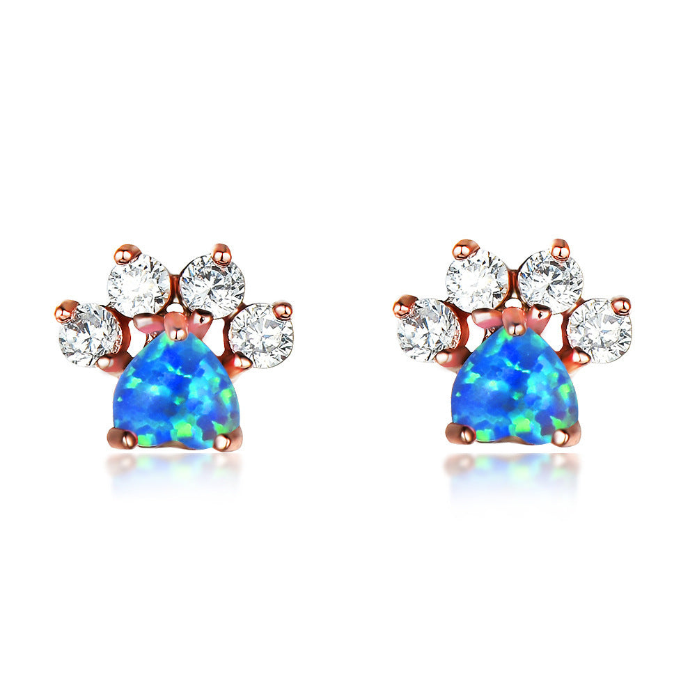 Cross-border Platform Small Paw Ladies Opal Earrings-Jewearrings