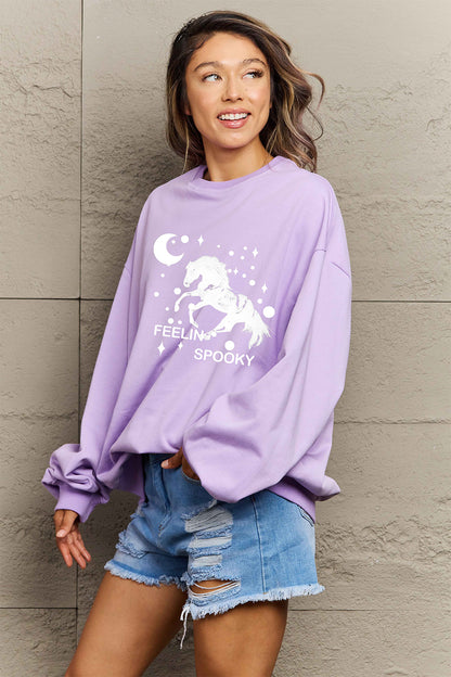 Simply Love Full Size Graphic Drop Shoulder Sweatshirt-Jewearrings